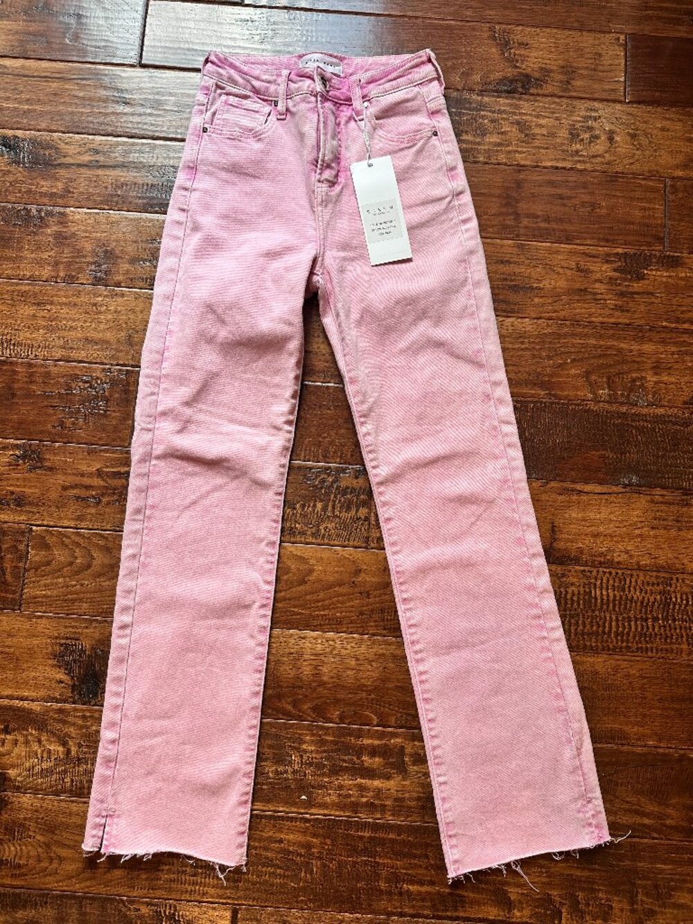 Risen Jeans - Pink Acid Wash - Raw Hem